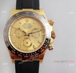 Noob Factory V3 Rolex Daytona Gold Dial Oysterflex Strap Replica Watch